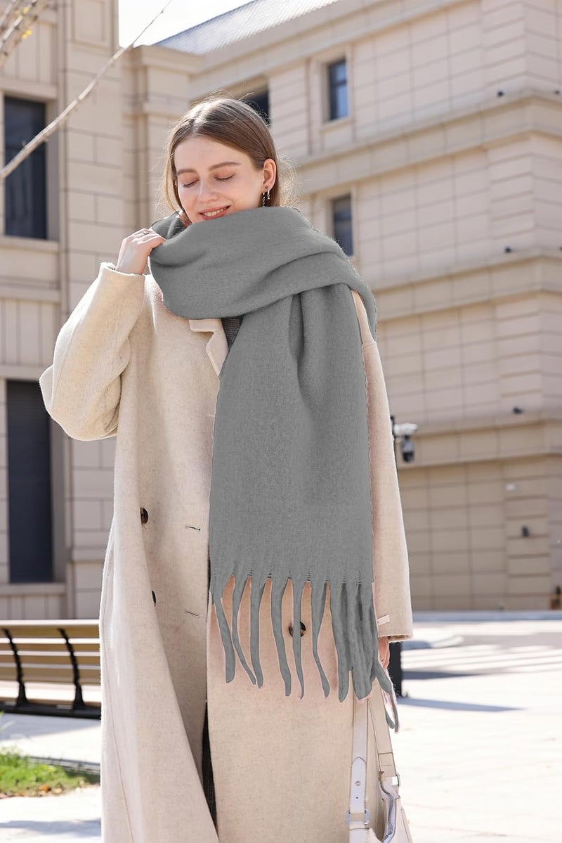 Wander Agio Winter Warm Scarf Long Pashmina Extra Large Shawls and Wraps for Women Large Blanket Scarves Solid - Image 3